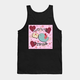 Valentines & Love Gifts: Birdies, Heart Design Pink Gold & Red Hearts Love Cute Vintage Valentine Card Graphic Design Gifts Tank Top